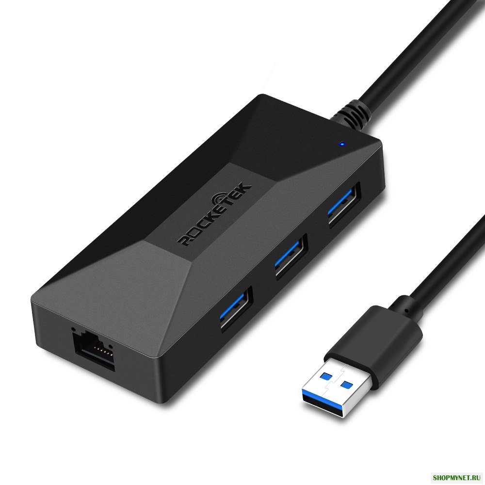 Rocketek USB3-HC01 Концентратор USB 3.0 к Rj45 Гигабитный Ethernet-адаптер 1000 Мбит / с для Xiaomi Mi Коробка 3 / S 4 4с набор Android Сетевая телевизионная приставка Сет