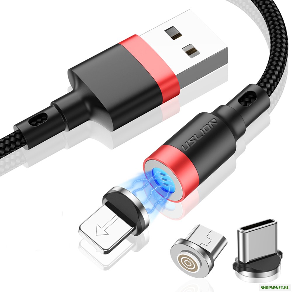 USLION 3A Быстрая зарядка Micro USB Type C Быстрая зарядка Магнитный кабель для передачи данных для Huawe P30 Pro Mate 30 Xiaomi Mi9 9Pro Redmi K20 Pro K30 S10 +